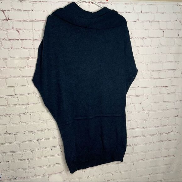 Chiaramente Women’s Sweater Tunic Dress Alpaca Mohair Wool Cowl Neck Teal Size M - Picture 5 of 12